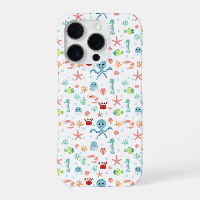 Whimsical Underwater Sea Creatures iPhone Case (Back)