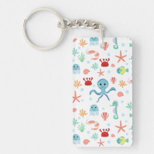 Whimsical Underwater Sea Creatures Key Ring