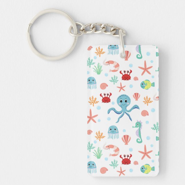 Whimsical Underwater Sea Creatures Key Ring (Front)