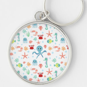 Whimsical Underwater Sea Creatures Key Ring