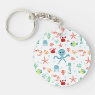 Whimsical Underwater Sea Creatures Key Ring
