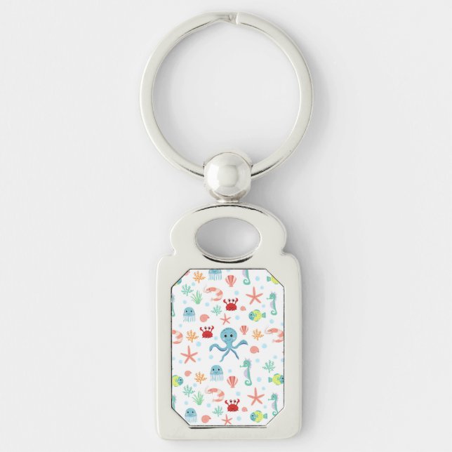 Whimsical Underwater Sea Creatures Key Ring (Front)