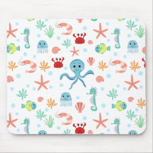 Whimsical Underwater Sea Creatures Mouse Mat