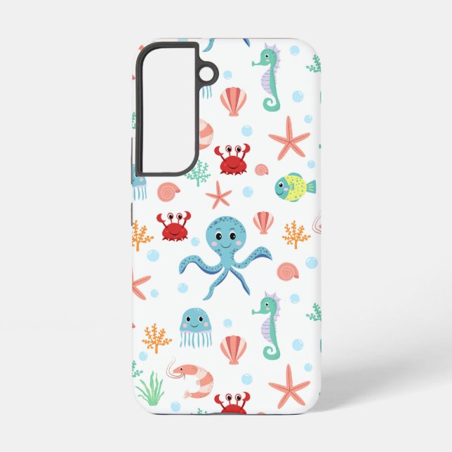Whimsical Underwater Sea Creatures Samsung Galaxy S22 Case (Back)