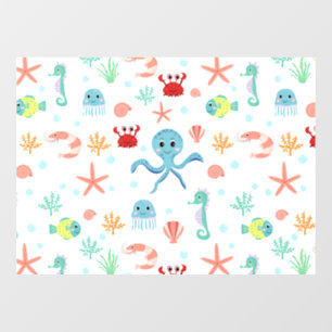 Whimsical Underwater Sea Creatures Window Cling