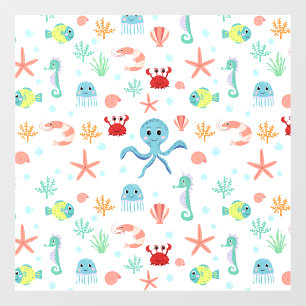 Whimsical Underwater Sea Creatures Window Cling
