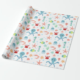 Whimsical Underwater Sea Creatures Wrapping Paper