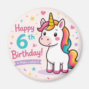 Whimsical Unicorn 6th Birthday Magic Magnet