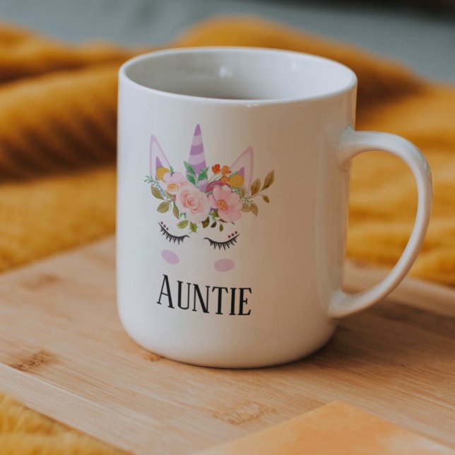 Whimsical unicorn auntie,pregnancy announcement  coffee mug (Creator Uploaded)