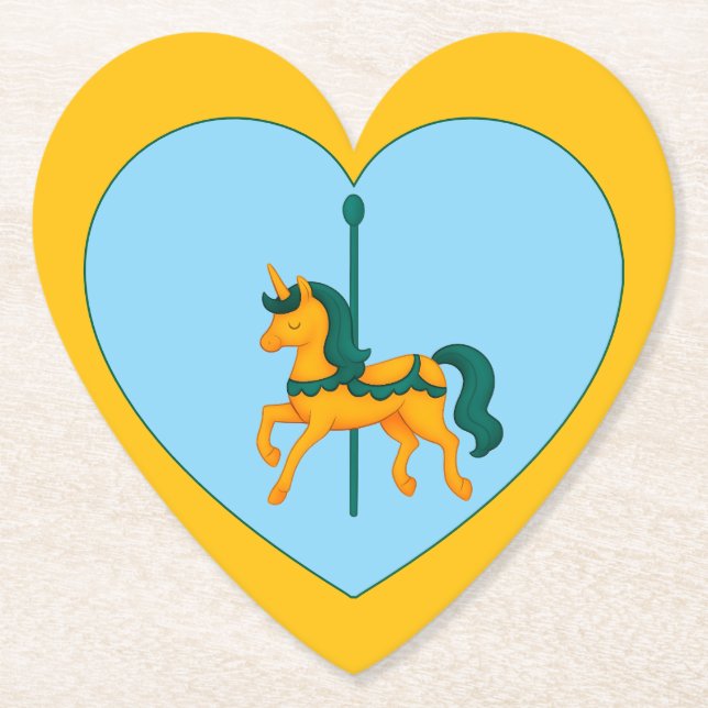 Whimsical Unicorn Baby Shower Paper Coaster (Front)