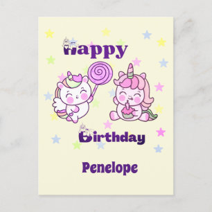 Whimsical Unicorn Birthday Delight Postcard