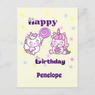 Whimsical Unicorn Birthday Delight Postcard