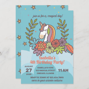 Whimsical Unicorn Birthday Party Invitation