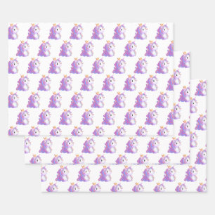 Whimsical Unicorn Birthday Wrapping Paper Sheet
