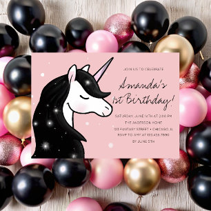 Whimsical Unicorn Girl Birthday Party Invitation
