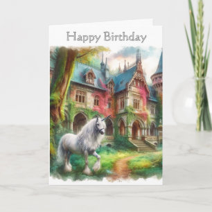Whimsical Unicorn Girls Birthday Greeting Card