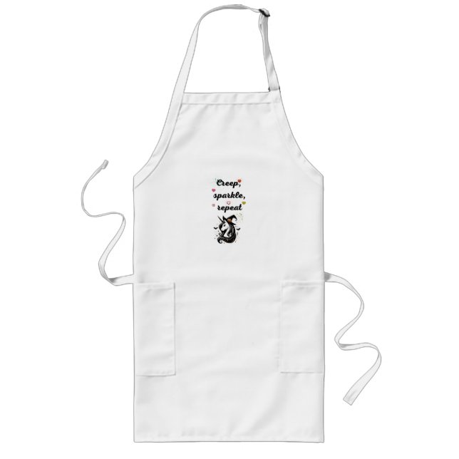 Whimsical Unicorn Line Art – "Creeper, Sparkle, Re Long Apron (Front)
