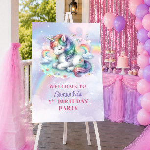 Whimsical Unicorn Magical Day Girl Birthday Welcom Poster