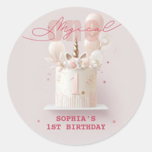 Whimsical Unicorn Party Classic Round Sticker