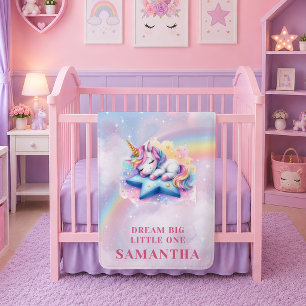 Whimsical Unicorn Pastel Colours Baby Blanket Gift