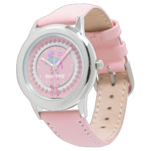 Whimsical Unicorn Pink Personalised Girls Watch