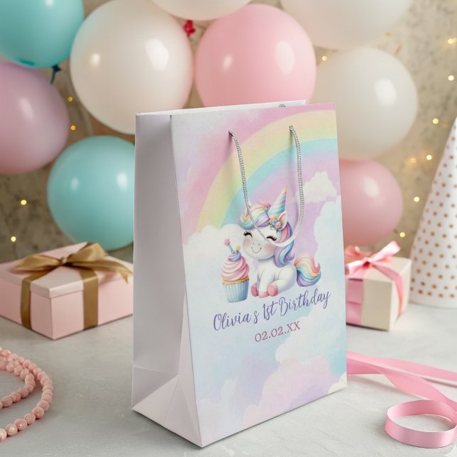 Whimsical Unicorn Rainbow Birthday Party Gift Bag (Creator Uploaded)