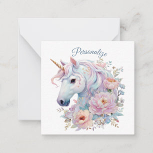 Whimsical Unicorn with Pastel Floral Accents Card