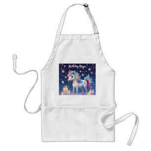 Whimsical unicorn with rainbow Birthday Magic art Standard Apron