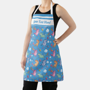 Whimsical Unicorns and Bright Pretty Flowers Apron