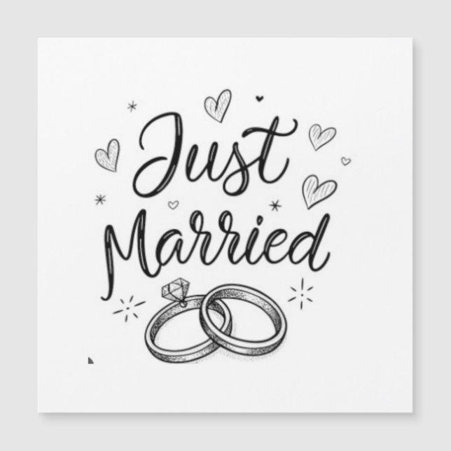 Whimsical Union Sketch Just Married Wedding  (Front)