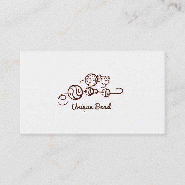 Whimsical Unique Beads on a String Bead Minimal Business Card (Front)