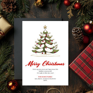 Whimsical Unique Christmas Tree Greeting Layout Holiday Card