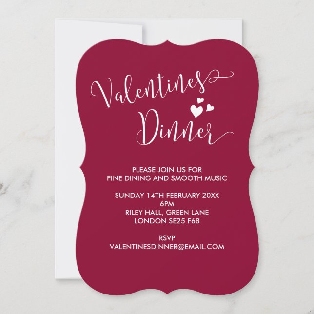 Whimsical Valentine's Dinner Invitation (Front)