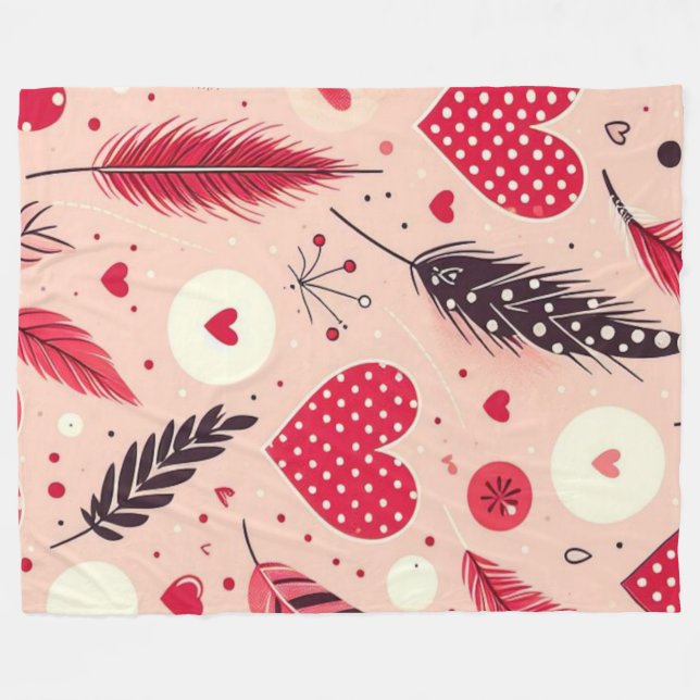 Whimsical Valentine's Love Garden Fleece Blanket (Front (Horizontal))