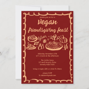 Whimsical VEGAN Thanksgiving Friendsgiving CUSTOM Invitation