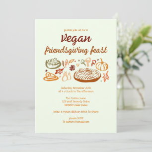 Whimsical VEGAN Thanksgiving Friendsgiving CUSTOM  Invitation