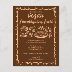 Whimsical VEGAN Thanksgiving Friendsgiving CUSTOM Postcard