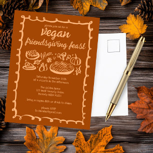 Whimsical VEGAN Thanksgiving Friendsgiving CUSTOM  Postcard