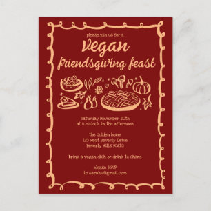 Whimsical VEGAN Thanksgiving Friendsgiving CUSTOM Postcard