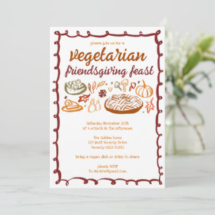 Whimsical VEGETARIAN Thanksgiving Friendsgiving Invitation