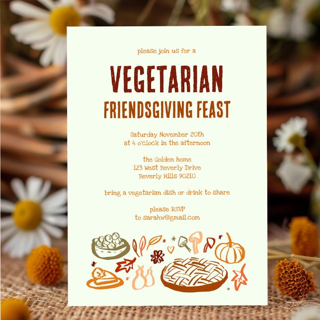 Whimsical VEGETARIAN Thanksgiving Friendsgiving Invitation (Whimsical VEGETARIAN Thanksgiving Friendsgiving Invitation
)