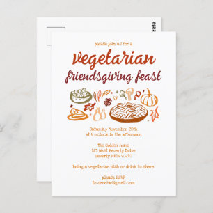 Whimsical VEGETARIAN Thanksgiving Friendsgiving Postcard