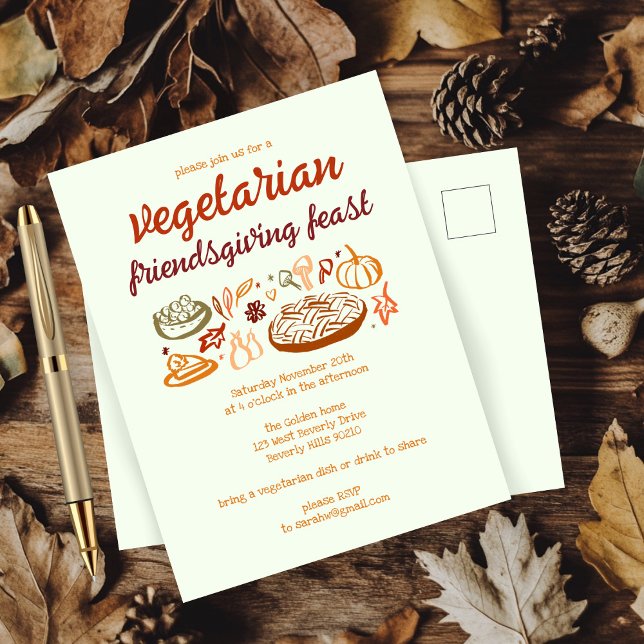 Whimsical VEGETARIAN Thanksgiving Friendsgiving Postcard (Whimsical VEGETARIAN VEGAN Thanksgiving Friendsgiving Postcard
)