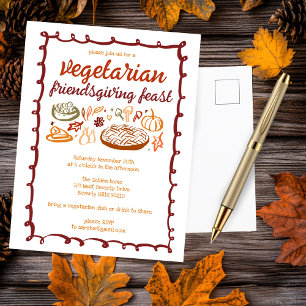 Whimsical VEGETARIAN Thanksgiving Friendsgiving Postcard