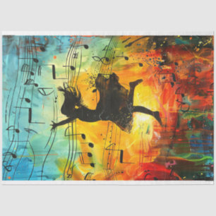 Whimsical Vibrantly Coloured Girl Dancing Decoupag Tissue Paper