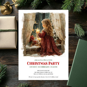 Whimsical Victorian Little Girl Awaiting Santa Invitation