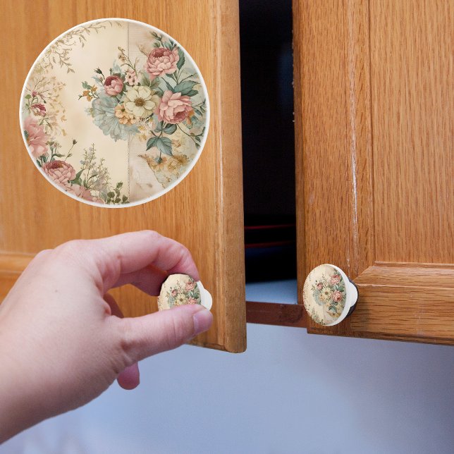 Whimsical Victorian Roses Ceramic Knob (Creator Uploaded)