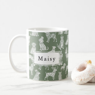 Whimsical Victorian Style Dog Lover Custom Name Coffee Mug