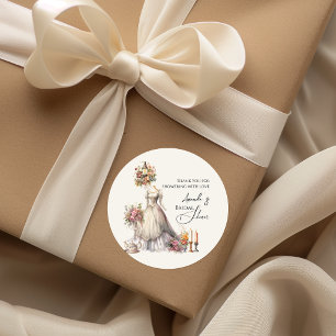 Whimsical Victorian Wedding Dress Bridal Shower Classic Round Sticker