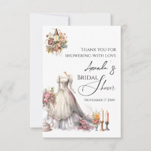 Whimsical Victorian Wedding Dress Bridal Shower Thank You Card